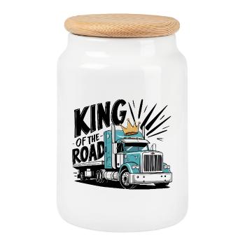 King of the Road - Keksdose mit Holzdeckel - Weiß - Vorne
