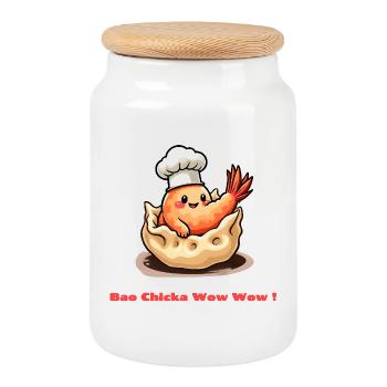 Shrimp Dumpling – Bao Chicka Wow Wow! - Cookie Jar with Wooden Lid - white - Front