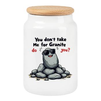 You Don't Take Me for Granite, Do You? - Cookie Jar with Wooden Lid - white - Front