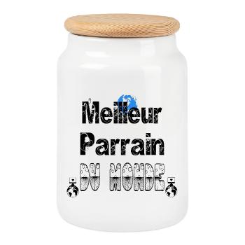 Meilleur Parrain du Monde - Boîte à biscuits avec couvercle en bois - blanc - Devant