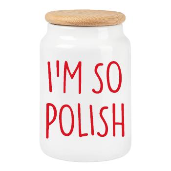 I'M SO POLISH Poland Polen - Cookie Jar with Wooden Lid - white - Front