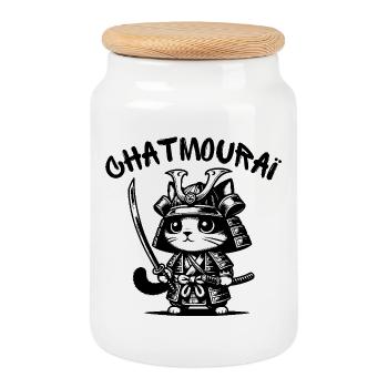 chat, chat mignon, chat doux - Boîte à biscuits avec couvercle en bois - blanc - Devant