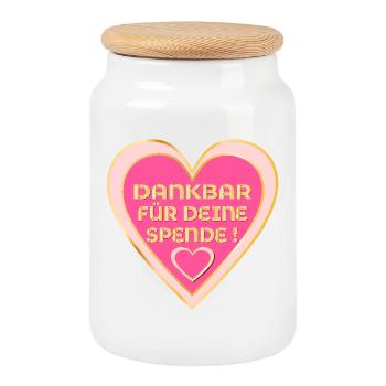 SPENDERIN DANKBARKEIT - SPENDE HERZ - Keksdose mit Holzdeckel - Weiß - Vorne