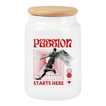 La passion commence ici – Le football dans le rétro-futurisme - Boîte à biscuits avec couvercle en bois - blanc - Devant