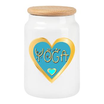 HEART YOGA CROWN - Cookie Jar with Wooden Lid - white - Front