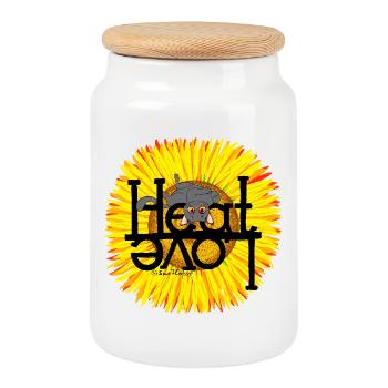 Summer Cat Heat Love - Cookie Jar with Wooden Lid - white - Front