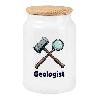 Geologist Tools - Cookie Jar with Wooden Lid - white - Front