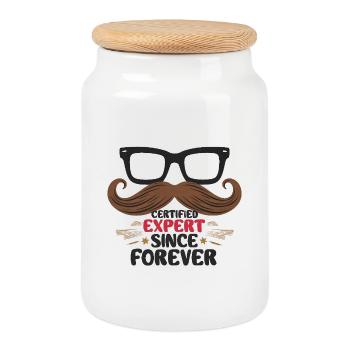 Certified Expert Since Forever - Cookie Jar with Wooden Lid - white - Front