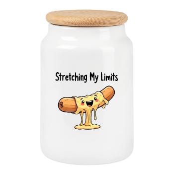 Stretching My Limits - Cookie Jar with Wooden Lid - white - Front