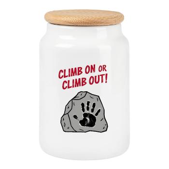 Climb On or Climb Out - Cookie Jar with Wooden Lid - white - Front