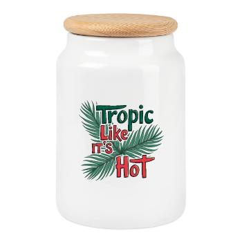 Tropic Like It's Hot - Cookie Jar with Wooden Lid - white - Front