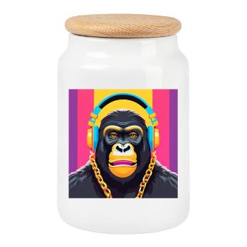 Gorilla, Primat, Affe - Keksdose mit Holzdeckel - Weiß - Vorne