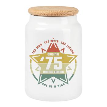 Star '75 - 1975 - Cookie Jar with Wooden Lid - white - Front
