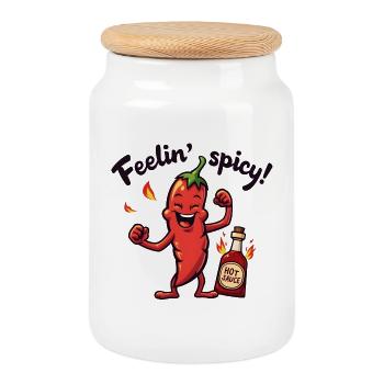 Feelin' Spicy Pepper - Boîte à biscuits avec couvercle en bois - blanc - Devant