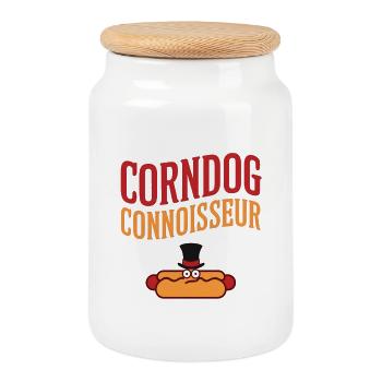 Corndog Connoisseur - Cookie Jar with Wooden Lid - white - Front