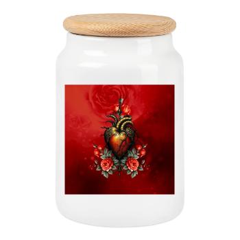 The Gothic elegance of the heart, - Cookie Jar with Wooden Lid - white - Front
