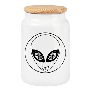 Extraterrestre et galaxie - Boîte à biscuits avec couvercle en bois - blanc - Devant