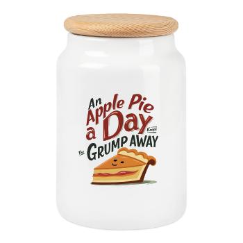 An Apple Pie a Day Keeps the Grump Away - Cookie Jar with Wooden Lid - white - Front