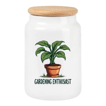 Passionné de jardinage - Boîte à biscuits avec couvercle en bois - blanc - Devant