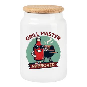 Approuvé par Grill Master - Boîte à biscuits avec couvercle en bois - blanc - Devant