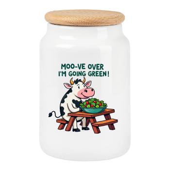 Moo-ve Over, I’m Going Green! - Keksdose mit Holzdeckel - Weiß - Vorne