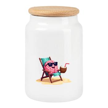 Mentalement vérifié - Boîte à biscuits avec couvercle en bois - blanc - Devant