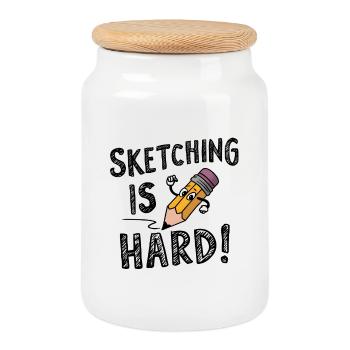 Faire des croquis est difficile - Boîte à biscuits avec couvercle en bois - blanc - Devant