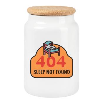 404 : Sommeil introuvable - Boîte à biscuits avec couvercle en bois - blanc - Devant