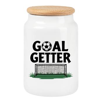 Goal Getter - Cookie Jar with Wooden Lid - white - Front
