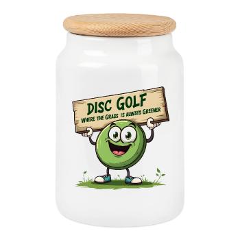 Disc Golf - Là où l’herbe est toujours plus verte - Boîte à biscuits avec couvercle en bois - blanc - Devant