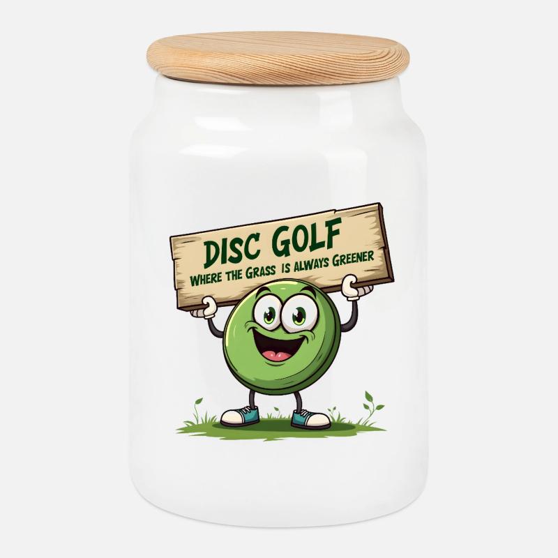 Disc Golf - Where The Grass is Always Greener - Keksdose mit Holzdeckel - Weiß