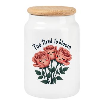 Too Tired to Bloom - Keksdose mit Holzdeckel - Weiß - Vorne