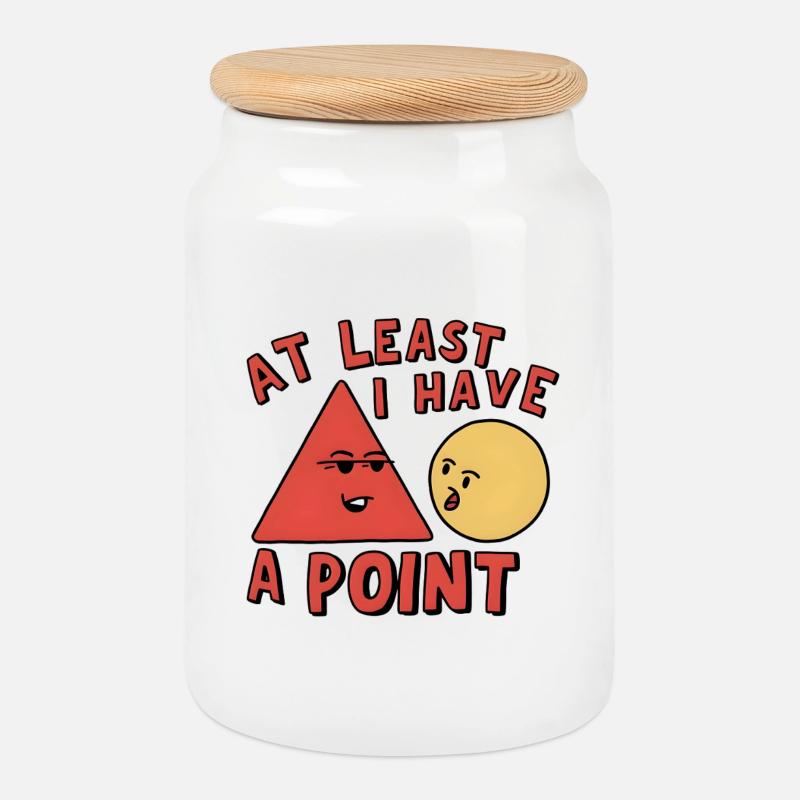 At Least I Have a Point - Cookie Jar with Wooden Lid - white