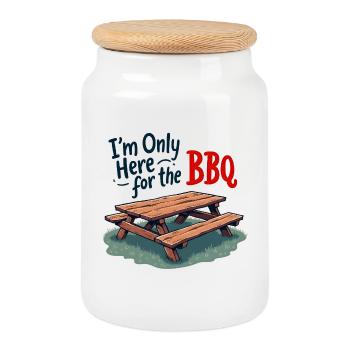 Only Here for the BBQ - Keksdose mit Holzdeckel - Weiß - Vorne