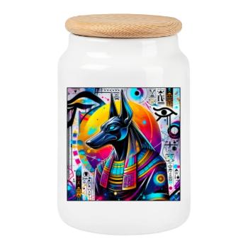 Anubis - Keksdose mit Holzdeckel - Weiß - Vorne