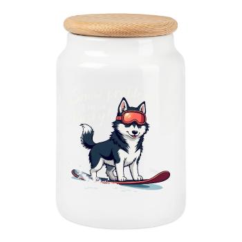 Kein Problem, ich bin ein Husky! - Keksdose mit Holzdeckel - Weiß - Vorne