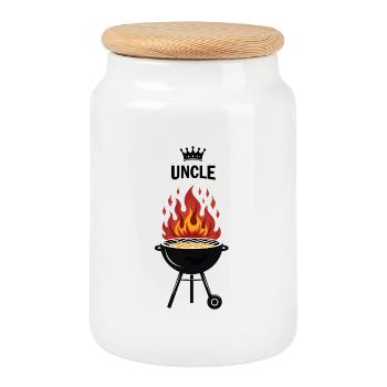 Grillmeister – Onkel - Keksdose mit Holzdeckel - Weiß - Vorne