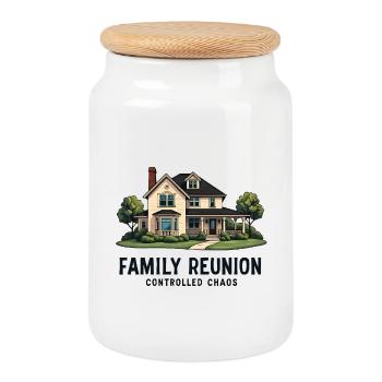Réunion de famille - Chaos contrôlé - Boîte à biscuits avec couvercle en bois - blanc - Devant
