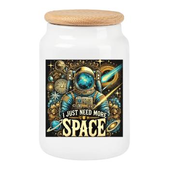MORE SPACE - Keksdose mit Holzdeckel - Weiß - Vorne