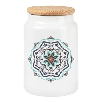 Mandala étoile de mer - Boîte à biscuits avec couvercle en bois - blanc - Devant