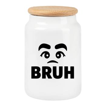 Bruh-Augenbraue - Keksdose mit Holzdeckel - Weiß - Vorne