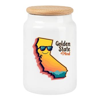 Golden State of Mind - Cookie Jar with Wooden Lid - white - Front