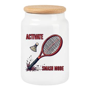 Activate Smash Mode - Cookie Jar with Wooden Lid - white - Front