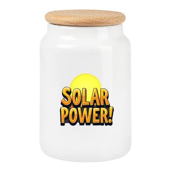 Solar Power! - Cookie Jar with Wooden Lid - white - Front