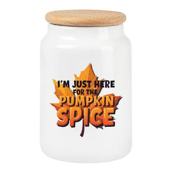 I'm Just Here for the Pumpkin Spice - Cookie Jar with Wooden Lid - white - Front