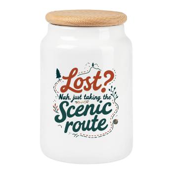 Taking the Scenic Route - Cookie Jar with Wooden Lid - white - Front