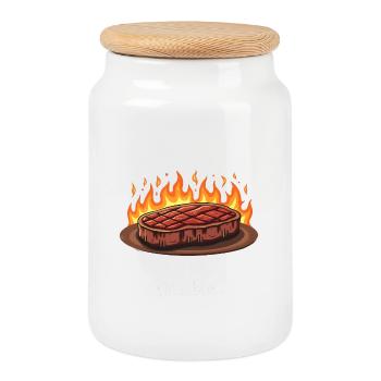 Grill Masterpiece in Progress - Cookie Jar with Wooden Lid - white - Front