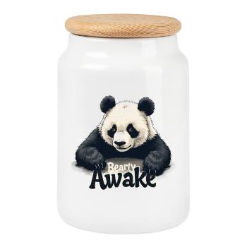 Bearly Awake - Cookie Jar with Wooden Lid - white - Front