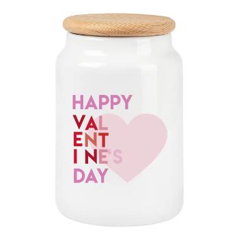Happy Valentines Day - Keksdose mit Holzdeckel - Weiß - Vorne