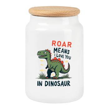 Roar Means I Love You - Keksdose mit Holzdeckel - Weiß - Vorne